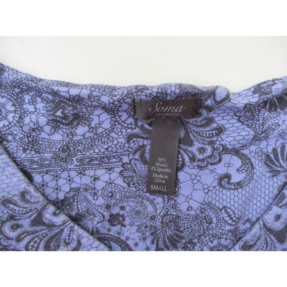 Soma Intimates Nightgown Womens Small Lace Print Dolman Sleeve Drawstring Lounge - Picture 11 of 13